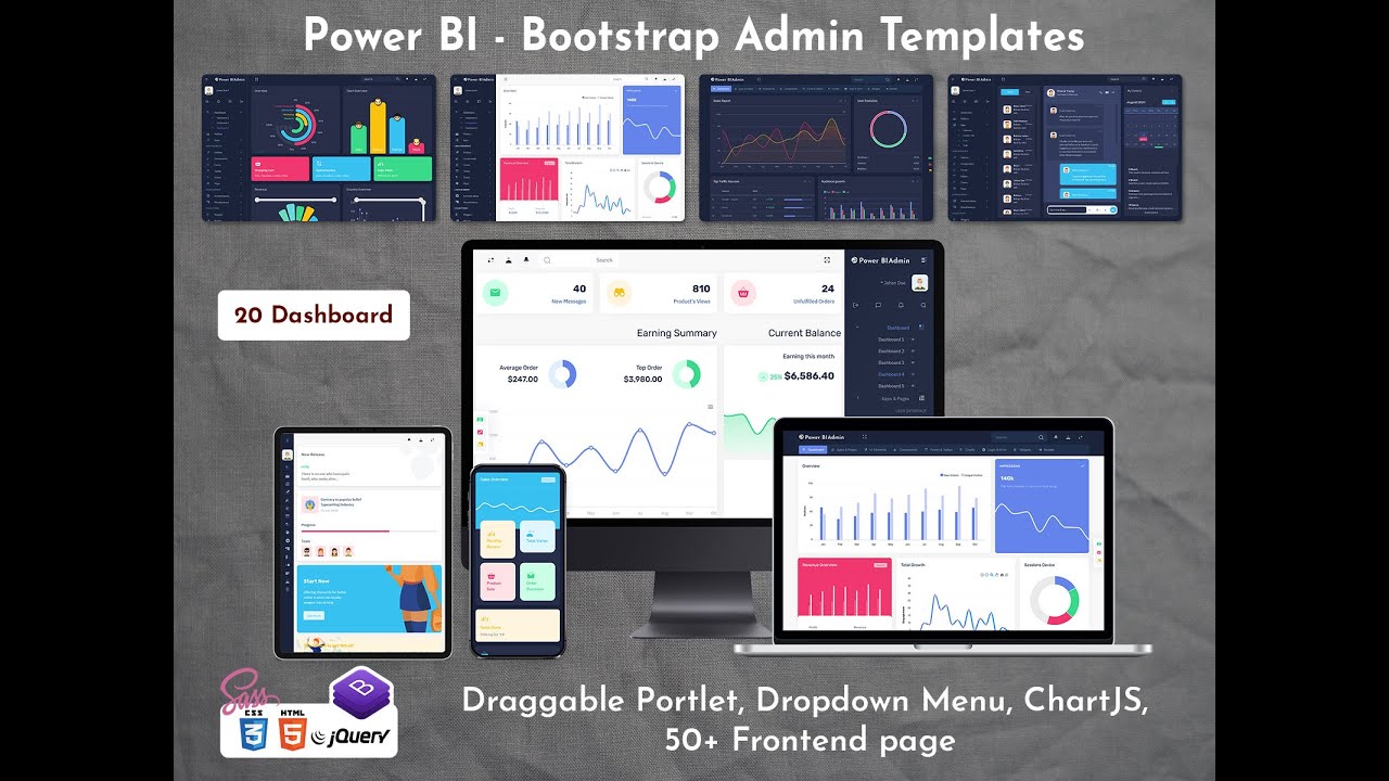 Best RTL Style Bootstrap Dashboard in Light & Dark Version &ndash; Power Bi