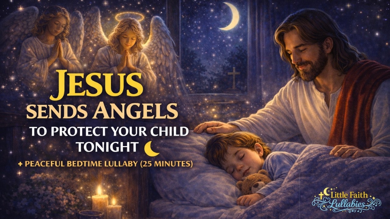 Jesus Sends Angels to Protect Your Child Tonight 🌙 Peaceful Bedtime Lullaby (25 Minutes)