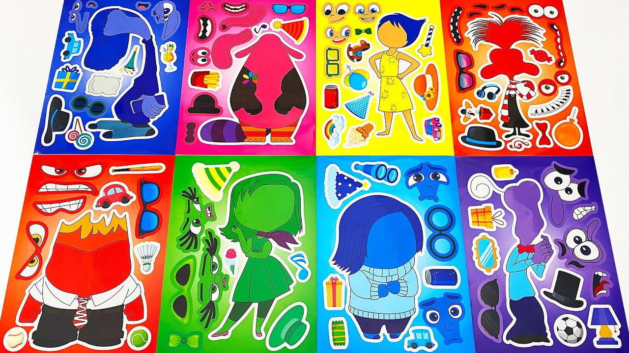 [Toy ASMR] Disney Inside Out 2 Movie Activity Book with Stickers! Character Paper 🌈 스티커북으로 장식하기
