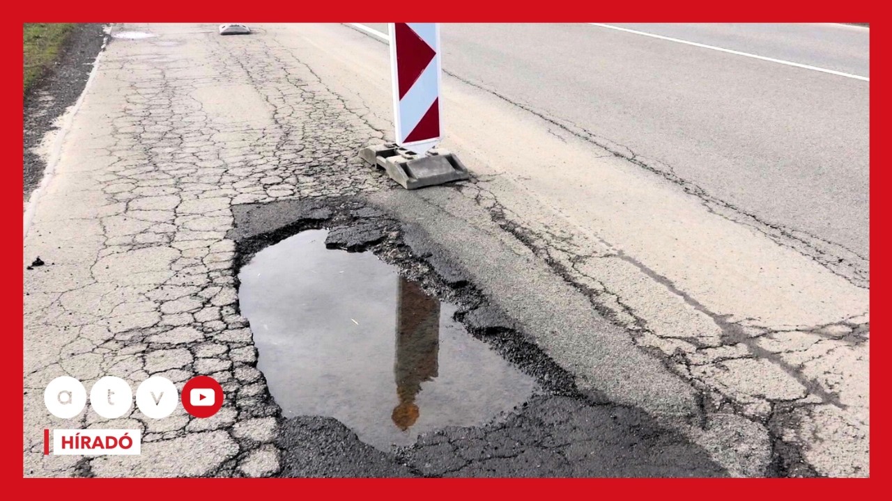 Életveszély a 6-os úton: Óriási gödrök miatt le kellett zárni egy sávot