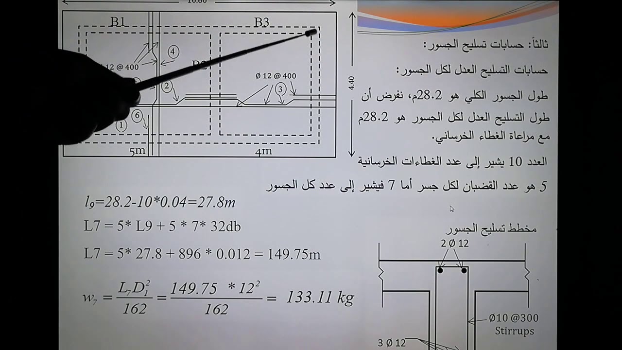 تخمين كميات المواد اللازمة لصب السقوف الجزء 2