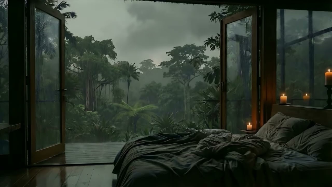 Rainforest Rain & Ambiance | Cozy Bedroom 4K ASMR