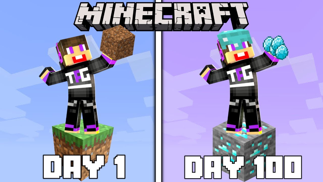 Выжить 100 дней в Minecraft One Block?