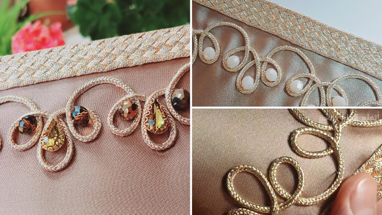 Easy Gold Thread & Bead Embroidery تطريز سهل بالخيط الذهبي و الخرز