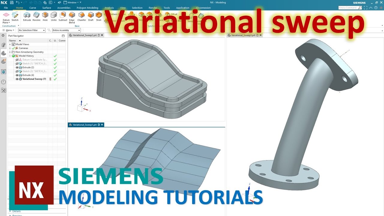 Siemens NX Modeling Tutorials #25 | How to use Variational sweep command (NX 1953 series)