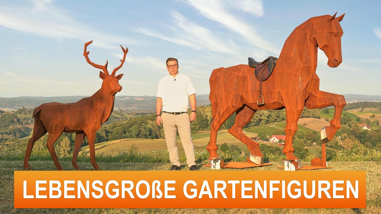 Lebensgro&szlig;e Gartenfiguren aus Metall