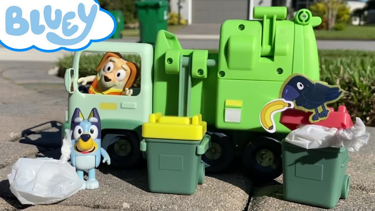 BLUEY Bin Night Garbage Truck 🛻  Recycle with Bluey and PBJAAM