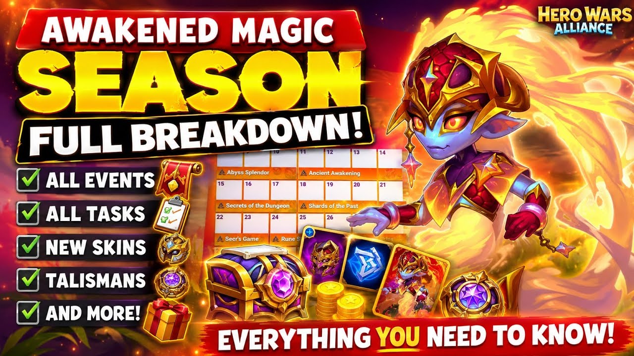 Awakened Magic Season Explained! Every Event, Task, Reward & Skin | Hero Wars Alliance