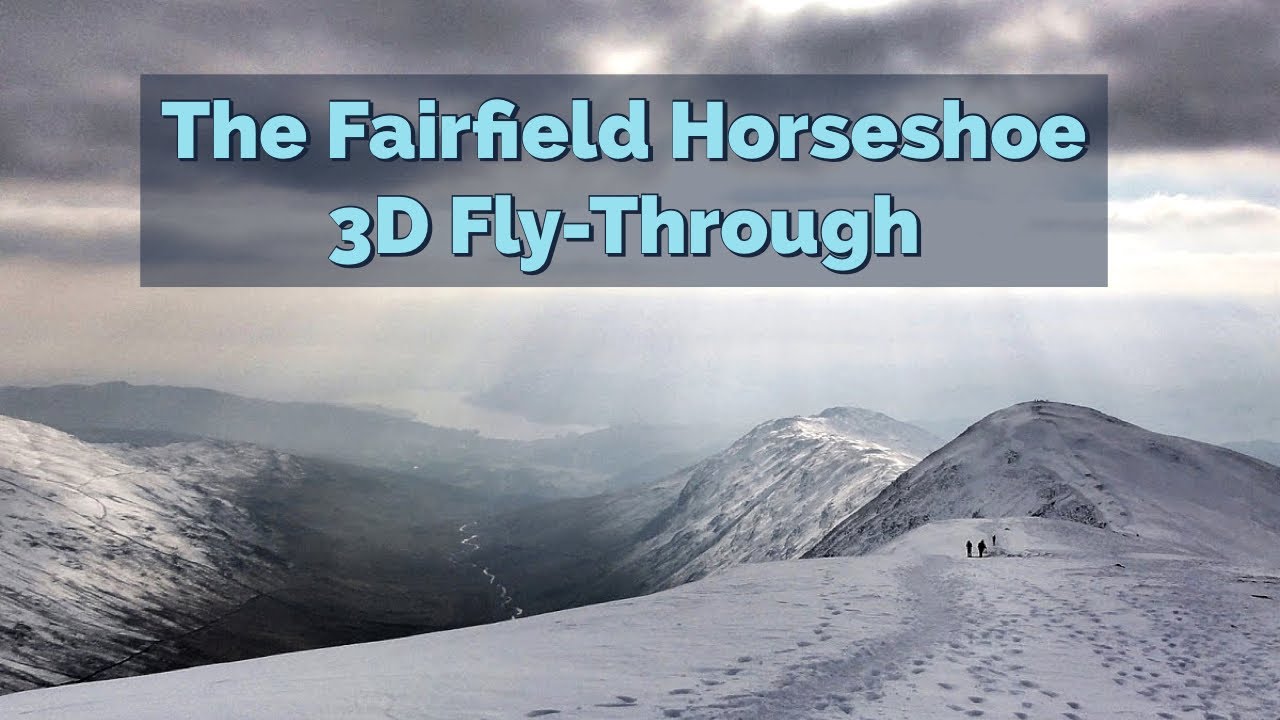 The Fairfield Horseshoe in Winter : 3D Aerial Fly-Through of the Route. Lake District Circular Walk.