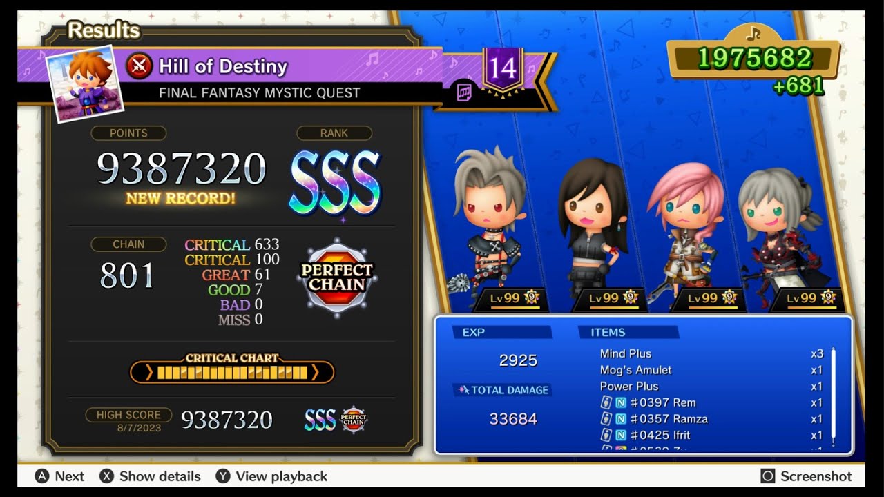 Theatrhythm Final Bar Line - Hill of Destiny (FFMQ) Supreme Perfect Chain!!!!!