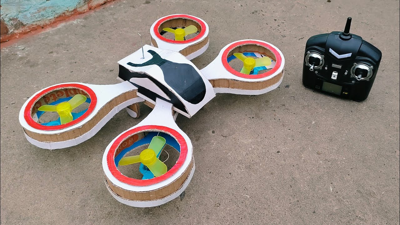 How To Make a Toy Rc-Drone at Home || Cardboard quadcopter drone - DIY