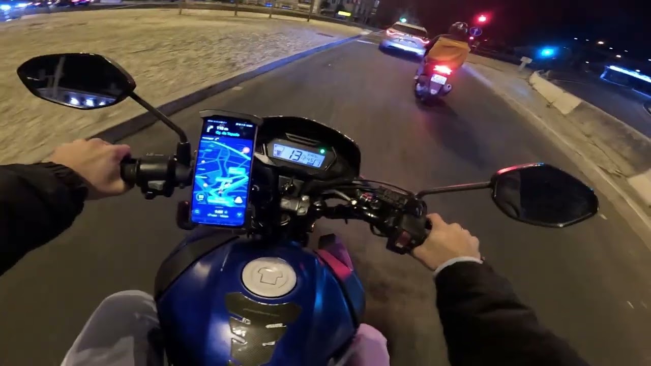 ROLE Noturno na CB125F Pelo Litoral (Susto no Final)