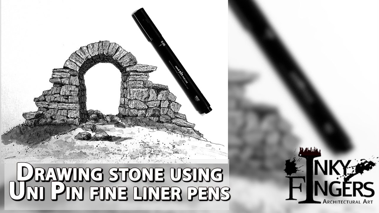 Drawing stone using Uni Pin  fine liner pens.