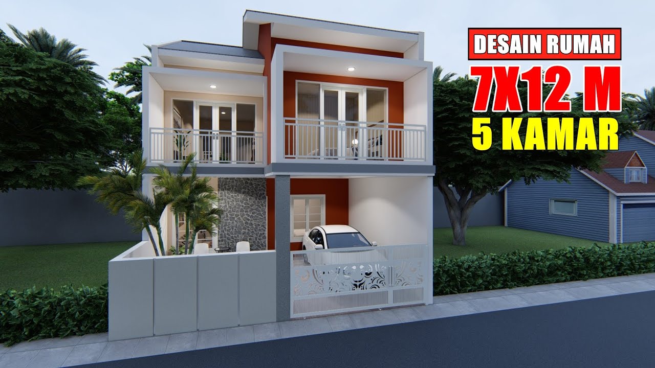 DESAIN RUMAH 7X12 M DENGAN 5 KAMAR TIDUR