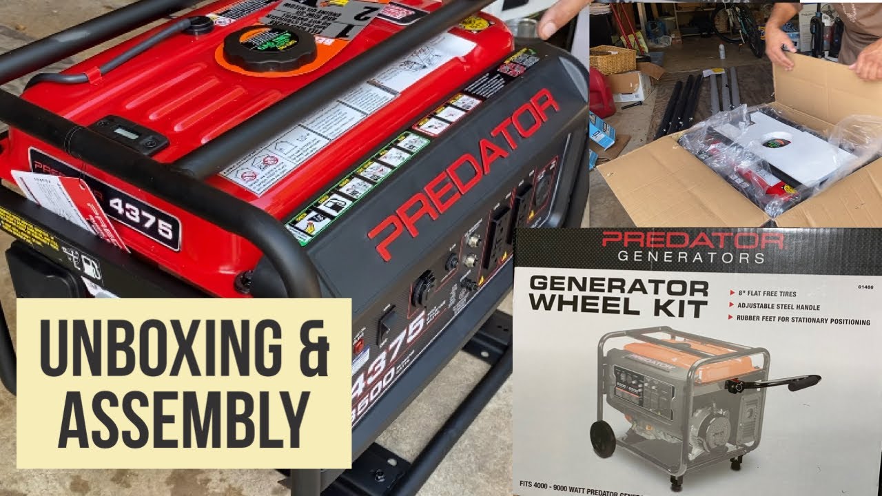 Harbor Freight Predator 4375 WATT Portable Generator +Wheel Kit Assembling 16 Hours Runtime GFCI DIY
