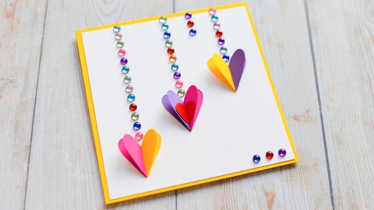 How to Make - Greeting Card Valentine's Day Hearts - Step by Step DIY | Kartka Walentynkowa
