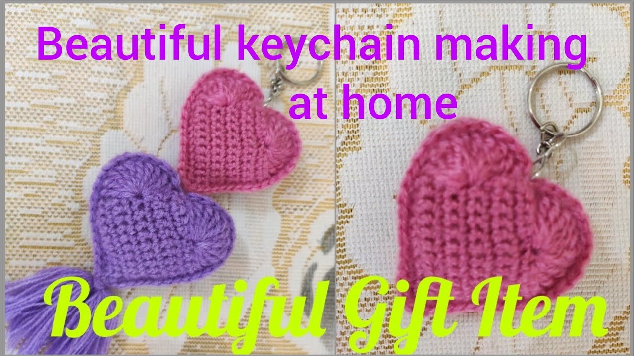 How to make a crochet easy heart❤️keychain Beautiful keychain making at home @mamtadharmshaktu-n3l 