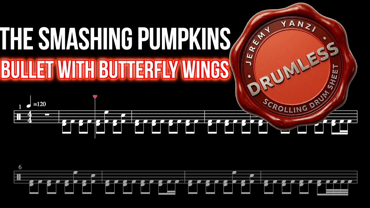 The Smashing Pumpkins - Bullet With Butterfly Wings - Drumless (with scrolling drum score)