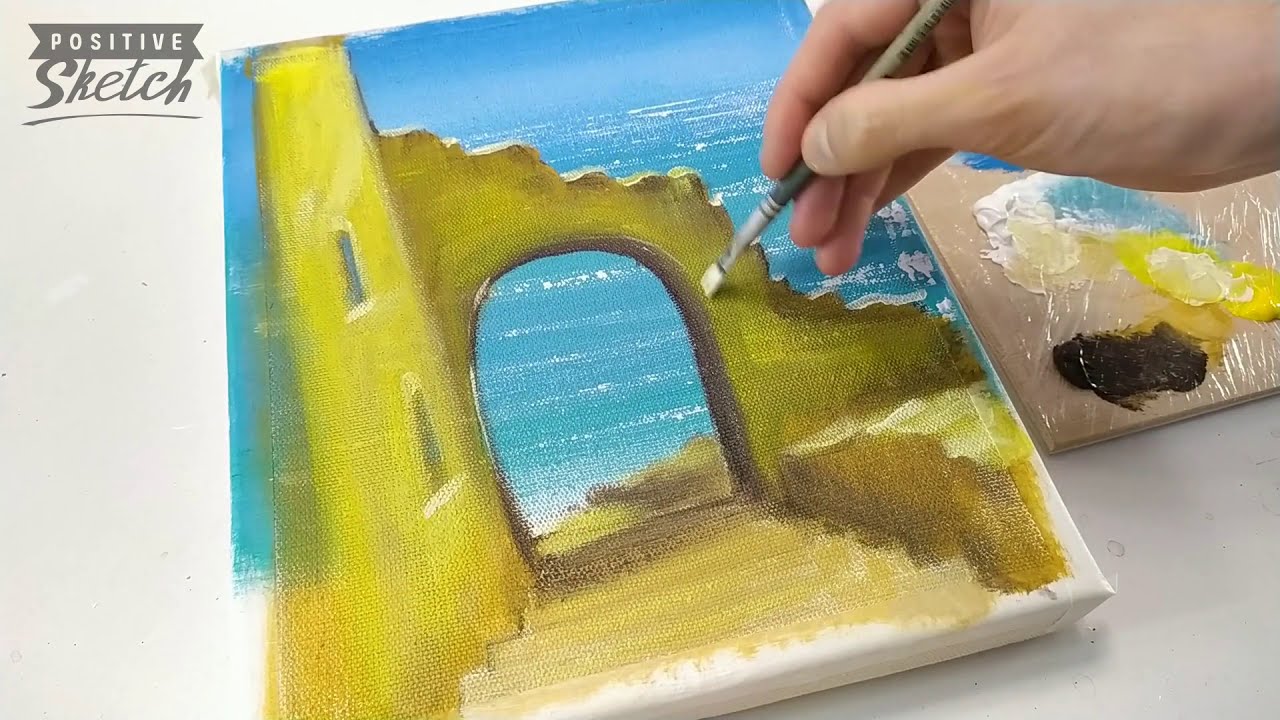 Acrylic painting landscape [ Sea ] Painting tutorial
