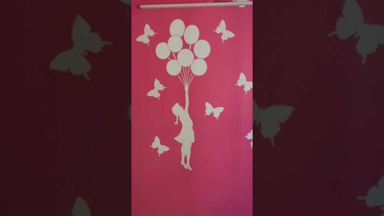 Butterfly 🦋 wall stencil painting design and Sticker #shorts #trending #painting