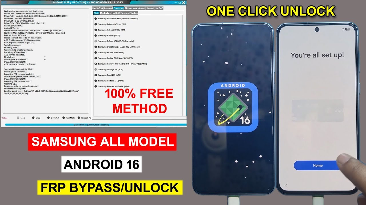 Samsung FRP Android 16 Devices Via COM MTP Done By Free Tool 2026 | All Samsung Google Lock Bypass |
