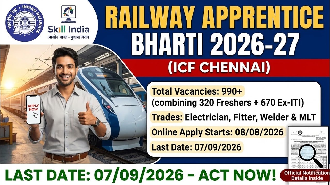  ICF ITI students Apprentice Recruitment 2026 | 10th/ITI Pass student Apply Online  Full Details 💥