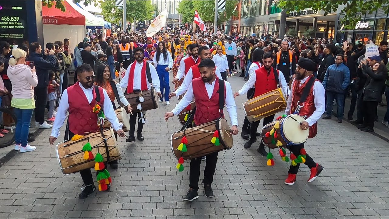 The Dhol Foundation drummers, Johnny Kalsi, Wembley Parade, London, 4K