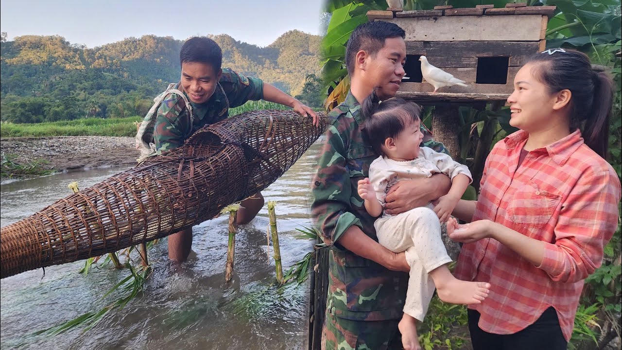 Husband uses ancient fishing method - Catches big carp to sell at market - New joy for small family?