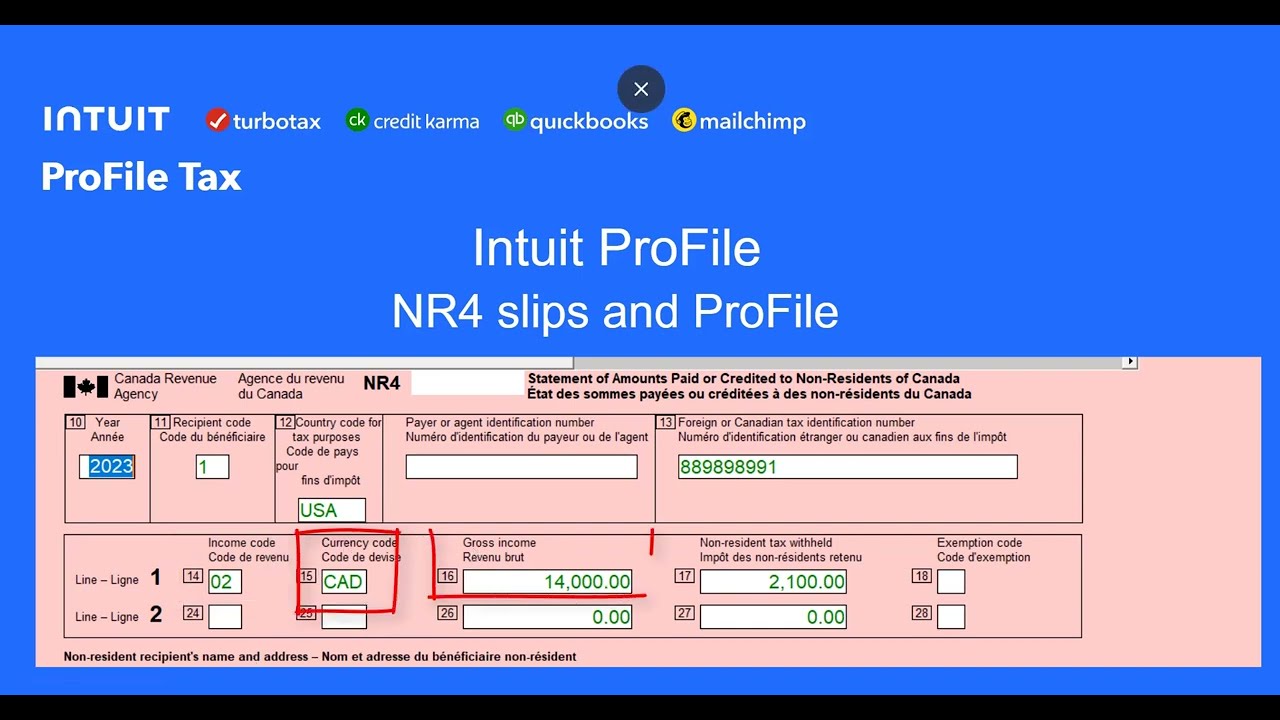 NR4 Slip income reporting on a ProFile T1 return