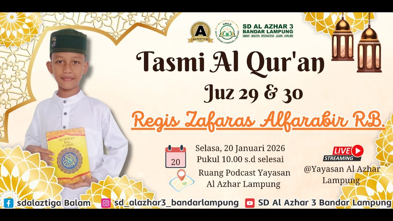 KBM TAHFIDZ MUROJA'AH JUZ 29 - 30 A.N  REGIS ZAFARAS ALFARABIR RB.