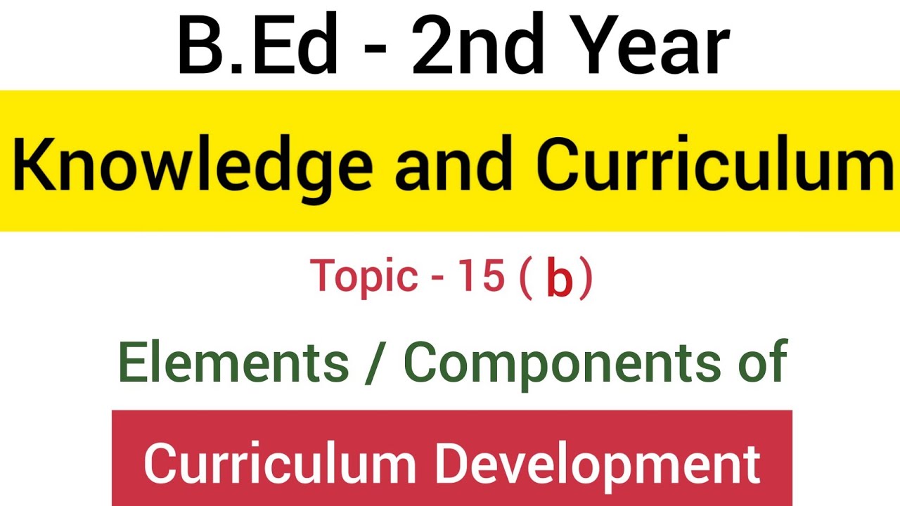 Part - 15 (b)  Elements / Components of Curriculum Development | Subject - Knowledge and Curriculum