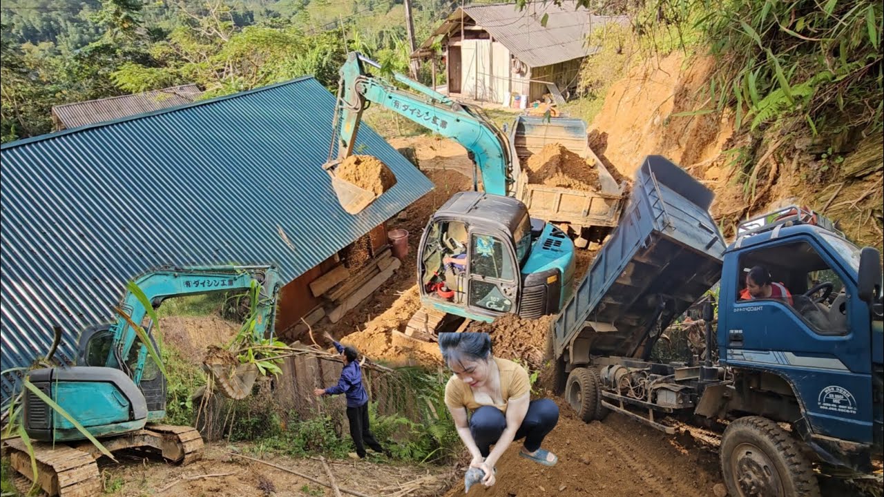 A 4x4 truck and an excavator work together efficiently in rural areas