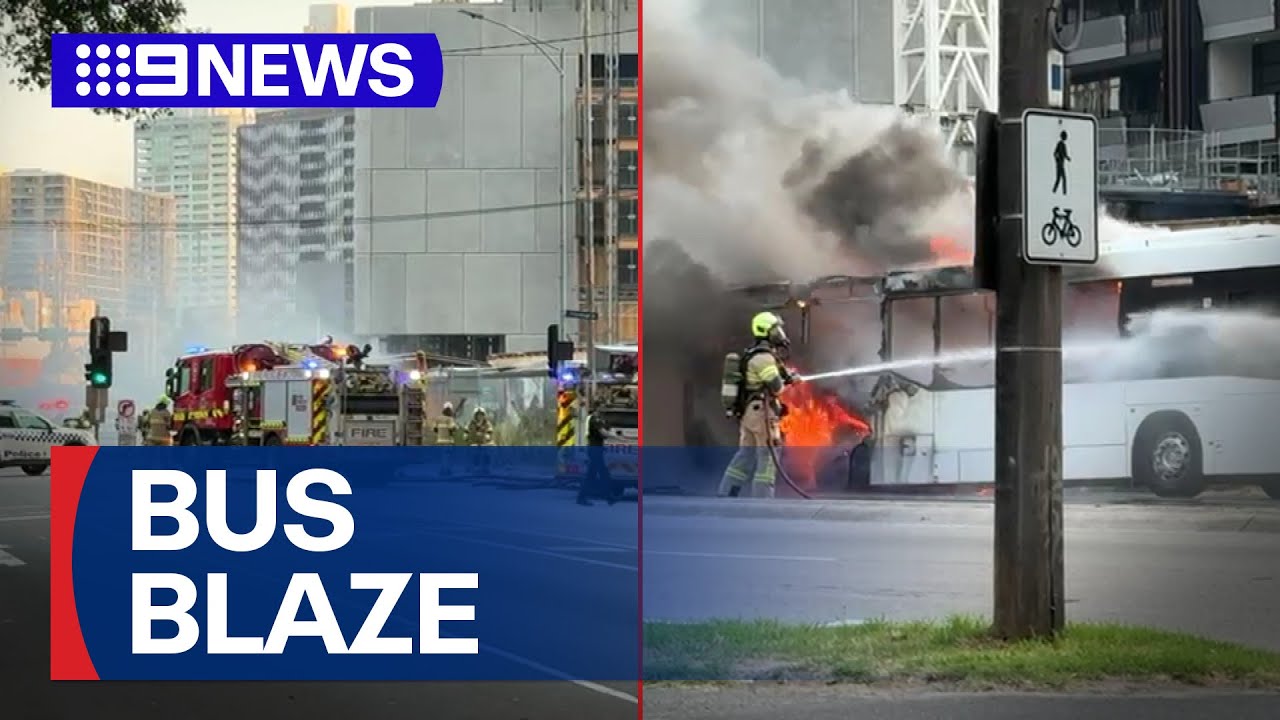 Bus bursts into flames in Southbank | 9 News Australia