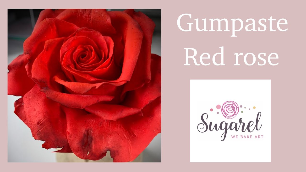 الوردة الجوريه الحمراء من عجينة السكر الغمبيست. Gumpaste red rose tutorial