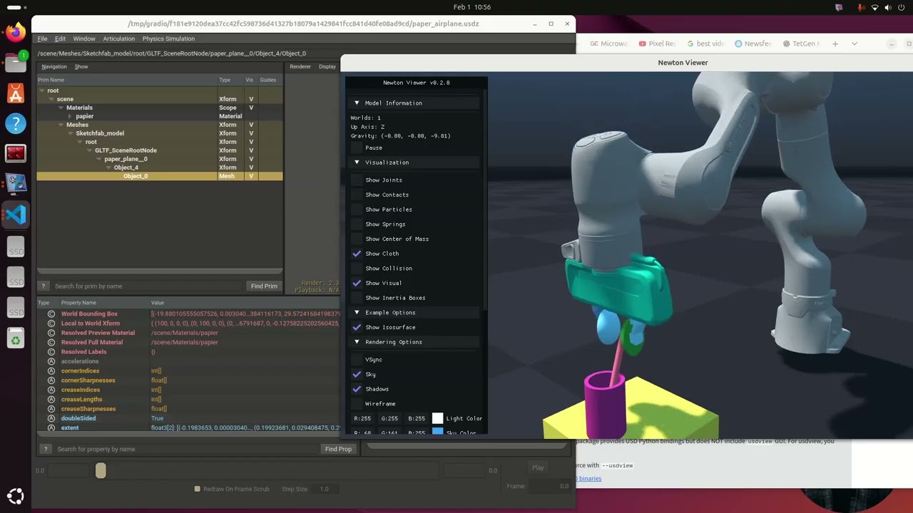 Newton Physics with 10 Things generative articulations