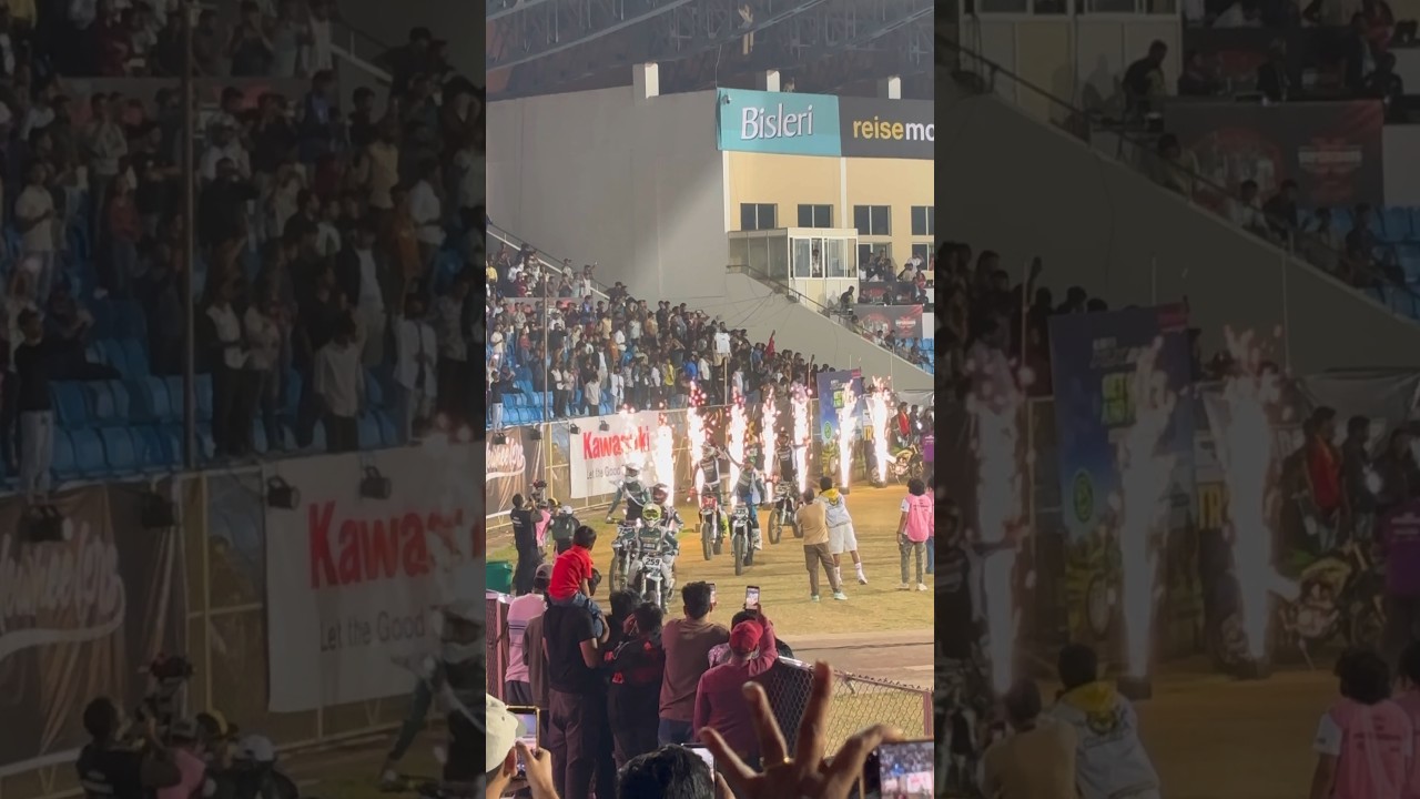 Indian Super Cross Bike Racing At Gachibowli Stadium Hyd