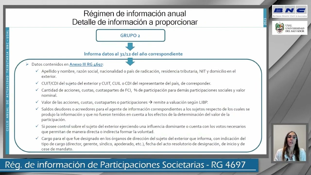 R&eacute;gimen de info  de Participaciones Societarias   RG 4697   CECILIA SIGNANINI   CAAT Julio 2023