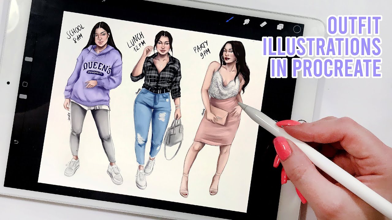 FASHION SKETCHES IN PROCREATE- Speed Drawing ✍🏼