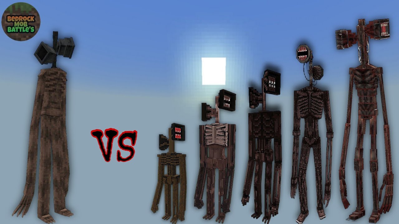 New Siren Head (AG1) vs Other Siren Heads | Minecraft Bedrock | Mob Battle