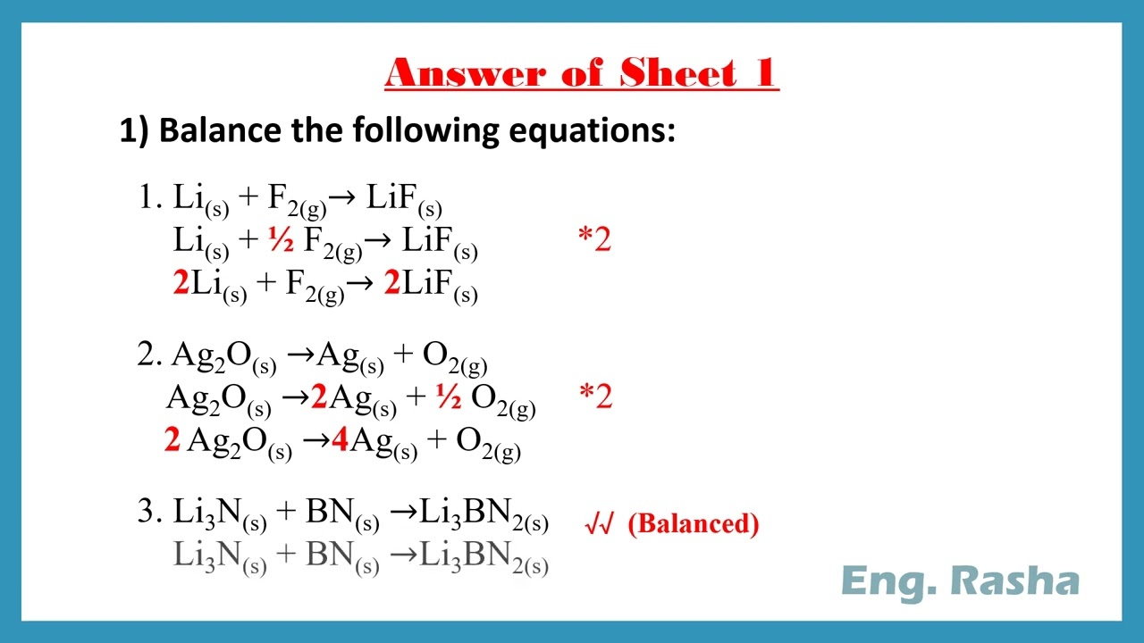 Sheet 1 answer stoichiometry AIU.. Eng Rasha