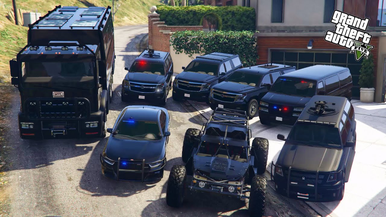 GTA V - Stealing SECRET SERVICE Vehicles with Franklin in GTA V..! (GTA V Heist #25)