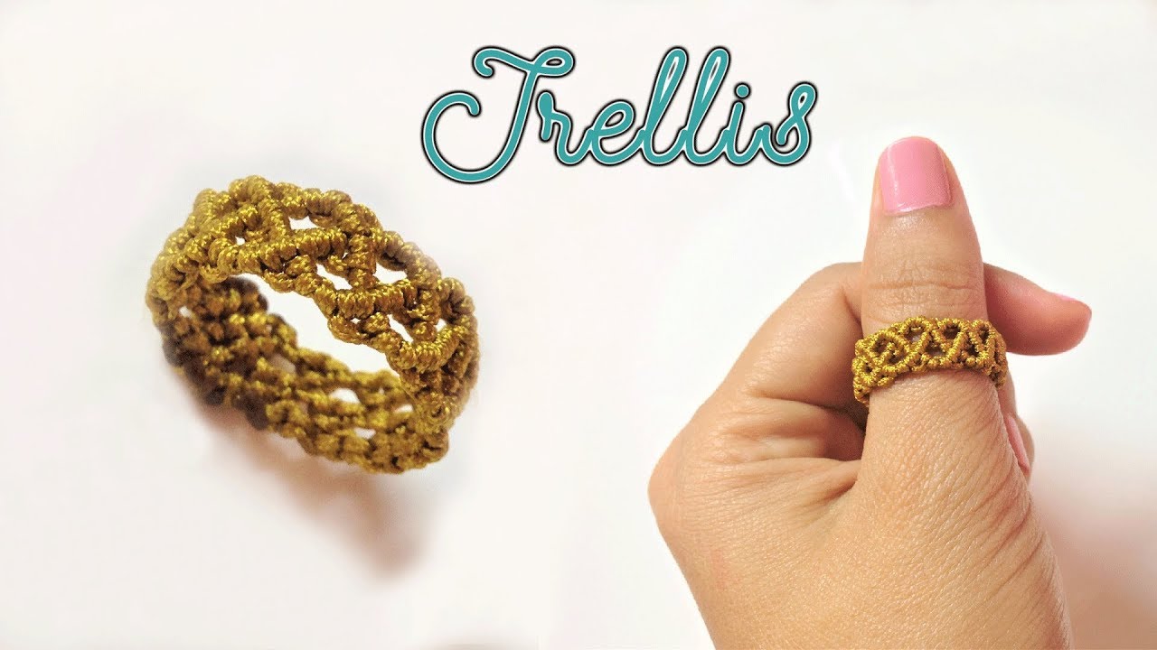 How to macrame a ring with the basic trellis pattern - Step by step tutorial