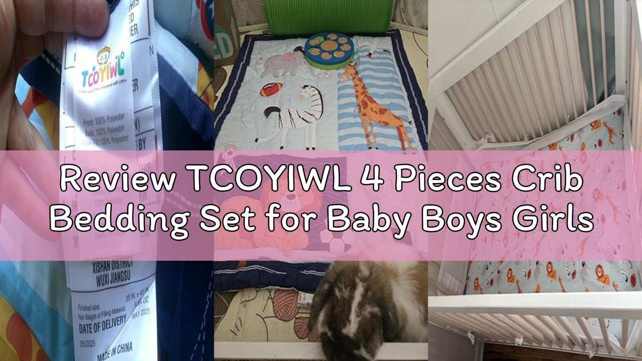 Review TCOYIWL 4 Pieces Crib Bedding Set for Baby Boys Girls, Infant Toddler Nursery Baby Bedding Se