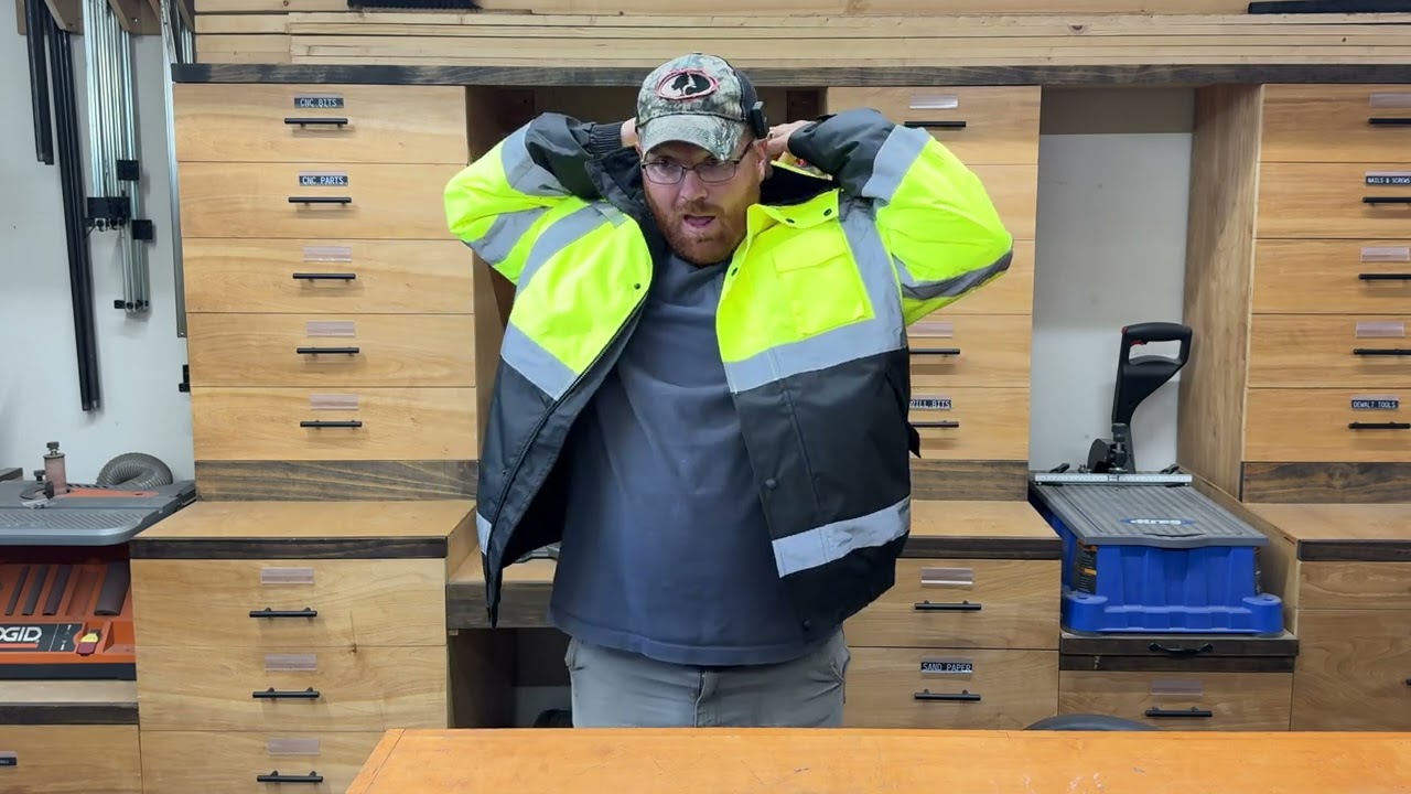ProtectX Waterproof Class 3 Hi Vis Safety Winter Bomber Jacket for Men