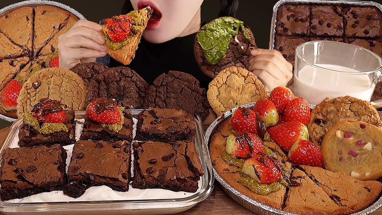 SUB)ASMR🍪Брауни Папа Джонс и мега-шоколадное печенье🍪Subway Cookie🍪 #cookie #brownie