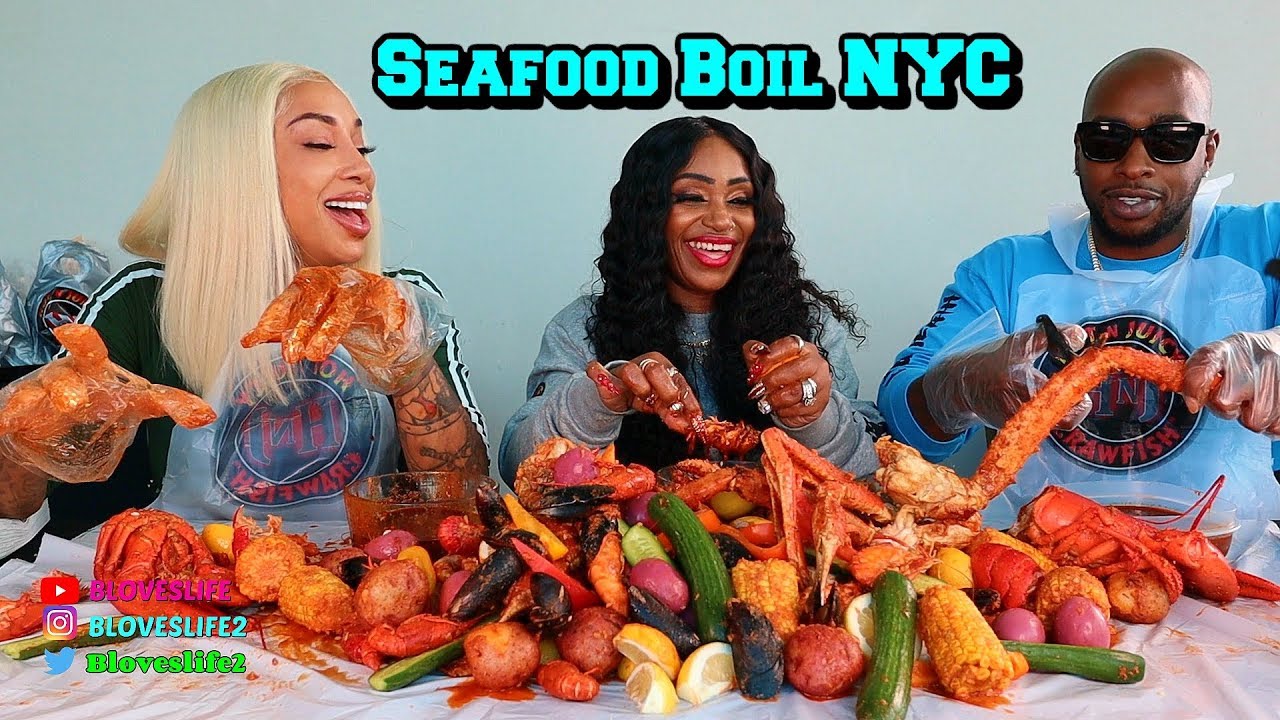 Seafood Boil with Sky and Ceaser from Black Ink NYC