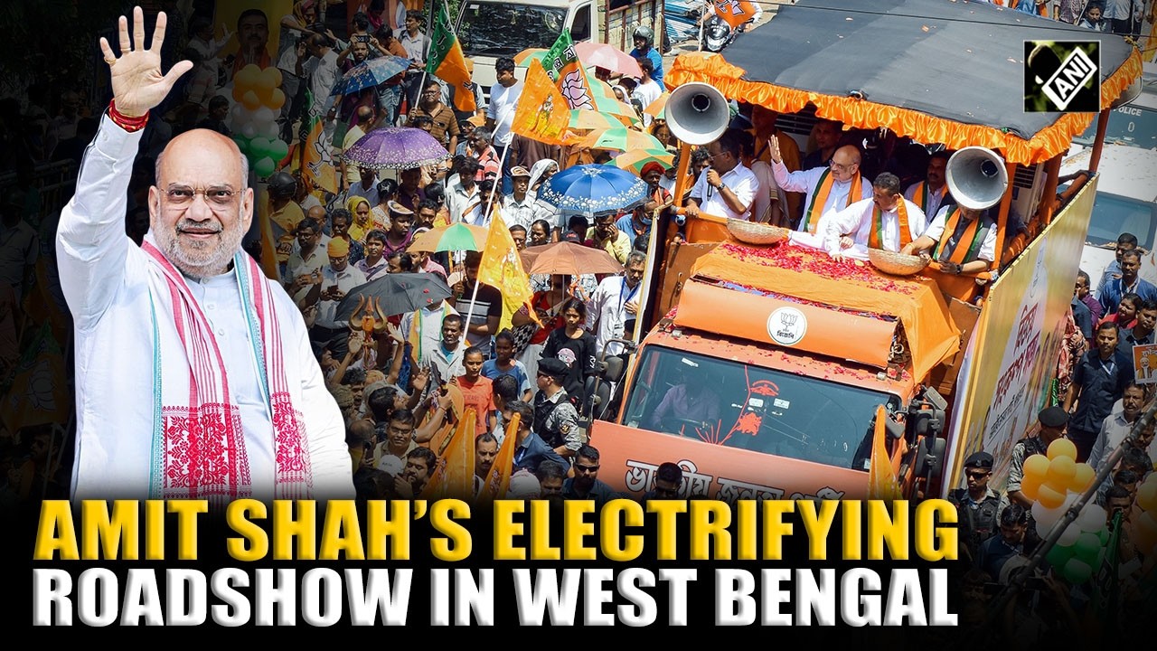 Amit Shah holds roadshow with Dilip Ghosh in Kharagpur Sadar for Bengal polls 2026