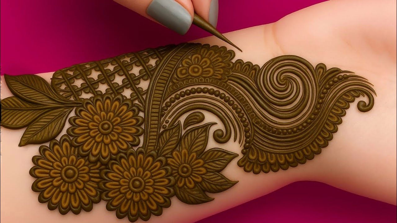 Sawan Special Beautiful Arabic Mehandi Design|| Heavy Front Hand Mehandi Design ✨🌱