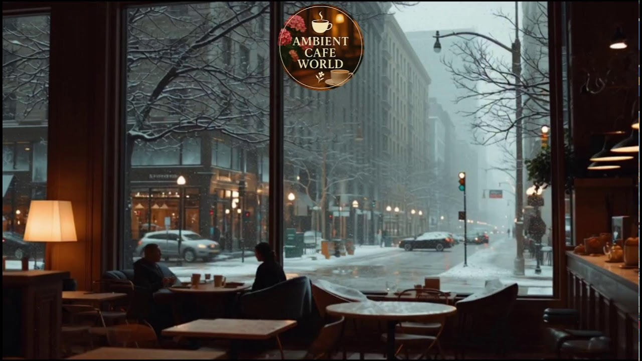 🔴 Good Mood with Smooth Winter Jazz Music ⛄ Outdoor Coffee Shop Ambience & Warm Piano Jazz Music