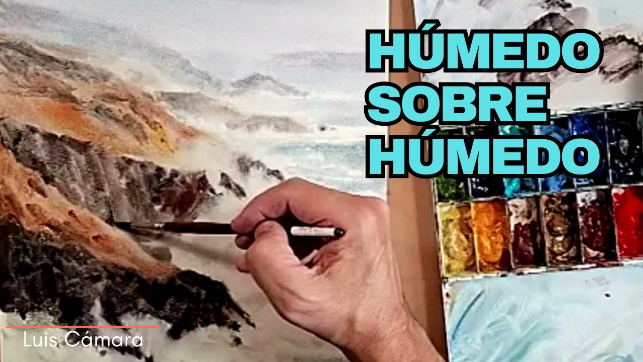 MAR Y ACANTILADOS EN ACUARELA (húmedo sobre húmedo)